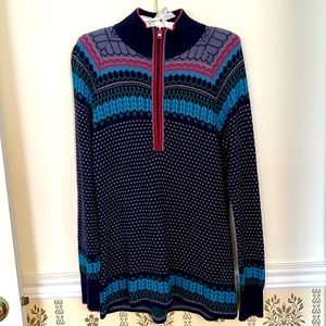 Eddie Bauer Fair Isle Nordic Pullover Sweater M 1/2 Zip Geometric Soft Ski